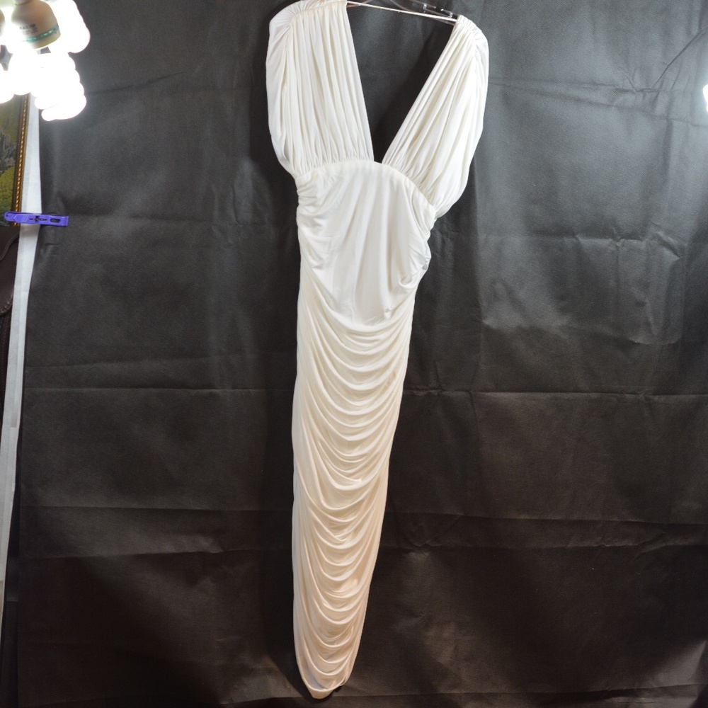 Body Con White Side Rouched Dress SZ S/m Casadei